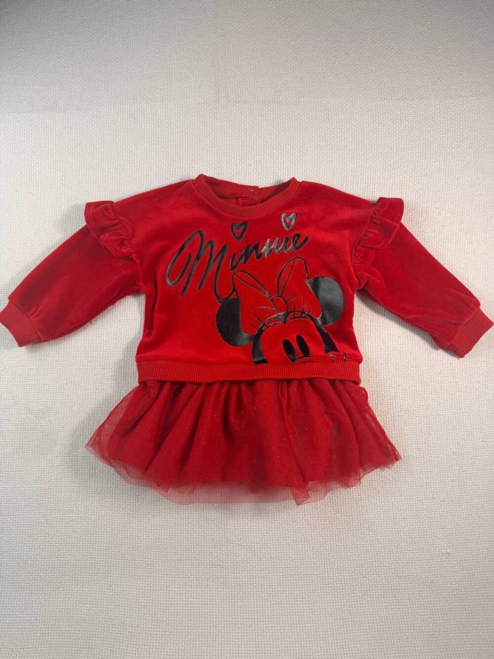 Disney Baby Minnie Mouse Red Velour Tutu Dress Size 12M